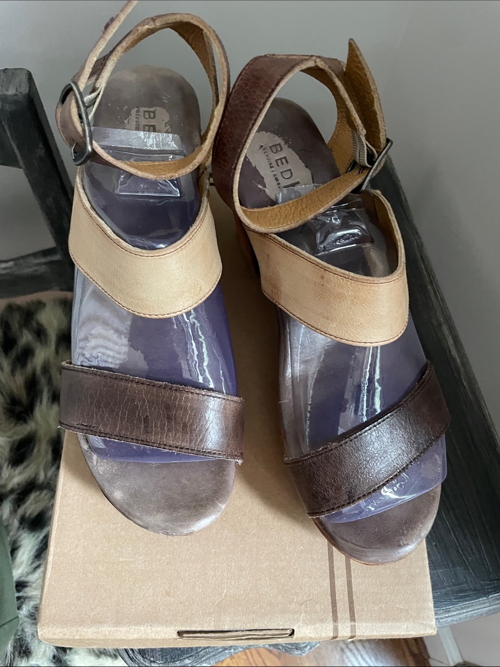 Bed Stu SOPHIE Platform Heel Sandals Distressed Leather Boho